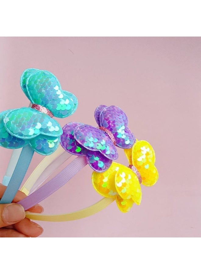 طوق شعر بناتي للأطفال مزين بفراشة لامعة متعددة الألوان، خفيف ومريح على الرأس، مناسب للاستخدام اليومي والمناسبات، ويضيف لمسة مرحة وأنيقة لإطلالة الأطفال. - Image 2